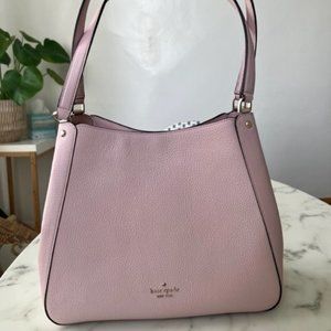 NWT - Kate Spade Leila Pebbled Leather Medium Triple Compartment in Rose Smoke